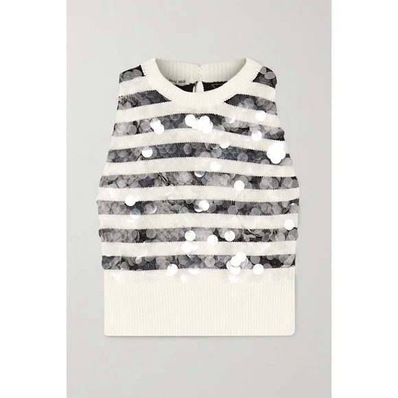 Miu Miu | Tops | Nwt Miu Miu Sequin Striped Sweater Vest